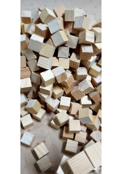 25x25x25mm 48 Adet Küp Blok Çam Ağacı