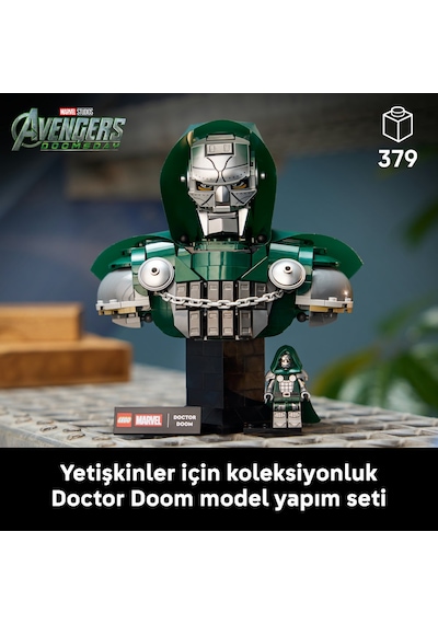 LEGO® ǀ Marvel Doktor Doom Büstü 76345 - Yetişkinler için Minifigür İçeren Dekoratif Model Yapım Seti (379 Parça)