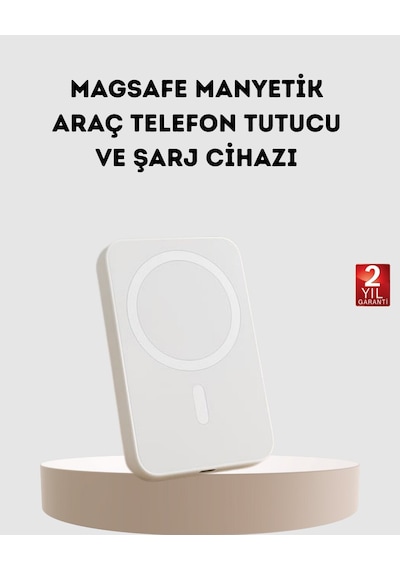 5000mah Manyetik Powerbank İphone Serisi İçin Taşınabilir Kablosuz Şarj Cihazı Beyaz