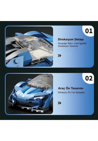 Reobrix Creator 805 Koenigsegg Agera Mavi Spor Araba Yaratıcı Yapı Blok Seti Building Blocks - 298 Parça