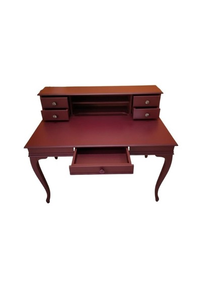 Crown Fransız Still Raflı Ahşap Çalışma Masası 80x125 Bordo