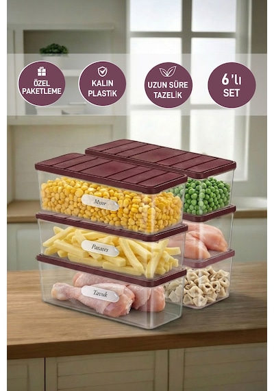 Selka Home 6 Adet 2 Lt. Nora Organizer Buzdolabı Buzluk Düzenleyici Saklama Kabı