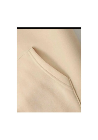 Medinenur Lock Baskılı Kapüşonlu Cepli Sweatshirt Bej