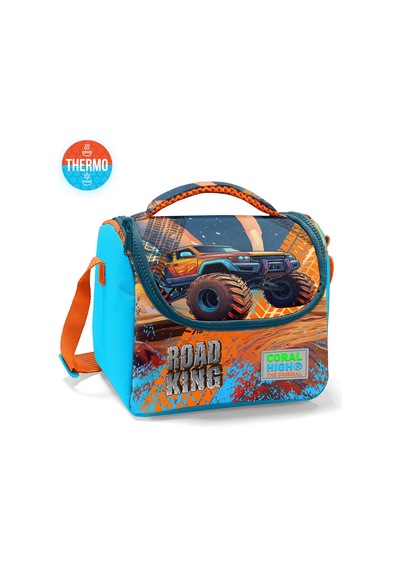 Coral High Kids Mavi Turuncu High Wheels Truck Desenli Thermo Beslenme Çantası 11794 Turuncu - Mavi