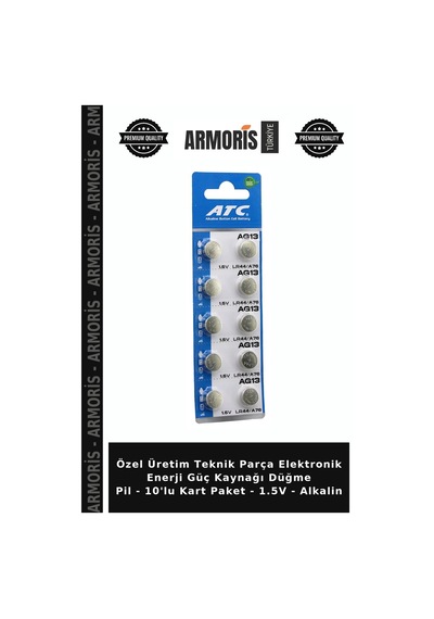 Özel Üretim Teknik Parça Elektronik Enerji Güç Kaynağı Düğme Pil - 10'lu Kart Paket - 1.5v - Alkalin