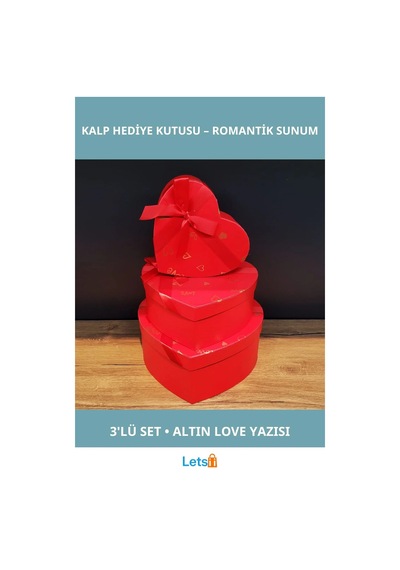 3'lü Şık Kırmızı Kalp Hediye Kutusu Romantik Sunumlar İçin İdeal