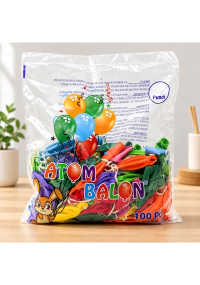 Lastikli Balon 100'lü Çok Renkli