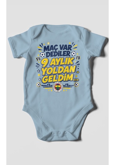 Morivokids Maç Var Dediler Yazılı Kısa Kollu Bebek Body %100 Pamuk Zbn277-kk Bebe Mavisi