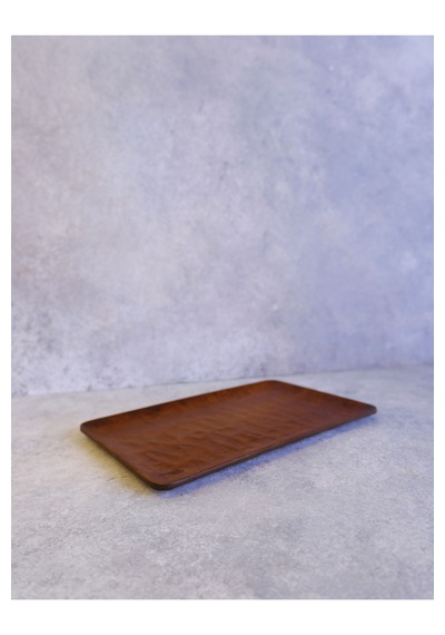 Justwood Ligna Melamin Ahşap Rölyefli 16x26 Cm Servis Tabağı, Sunum Tabağı, Pasta Tabağı, Sunumluk Koyu Kahverengi