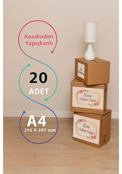Yapışkanlı Kişiye Özel Çeyiz Kutusu Etiketi - 20 Adet Diğer