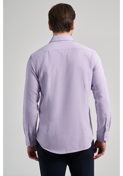 İmza Lila Sert Yaka Düz Classic Pamuklu Slim Fit Gömlek 1004250214 Lila