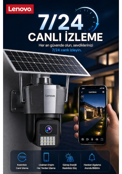 Tek Kameralı 5mp Solar Panelli Sim Kartlı Gece Görüşlü Güvenlik Kamerası