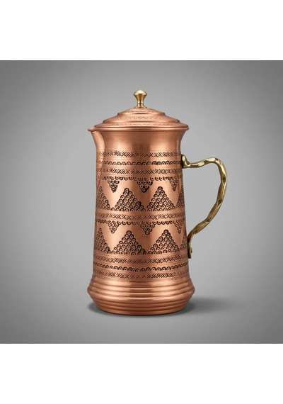 Aura Copper El İşlemeli Bakır Sürahi 2 L Kapaklı 28 Cm 1,2 Mm