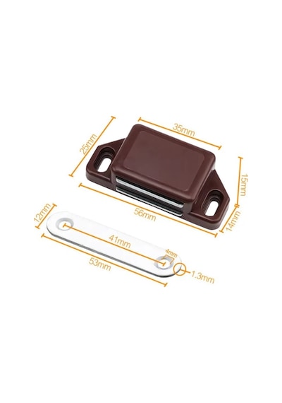 Mıknatıslı Plastik Mobilya Kapak Kilidi 36x25x15mm - Kahverengi