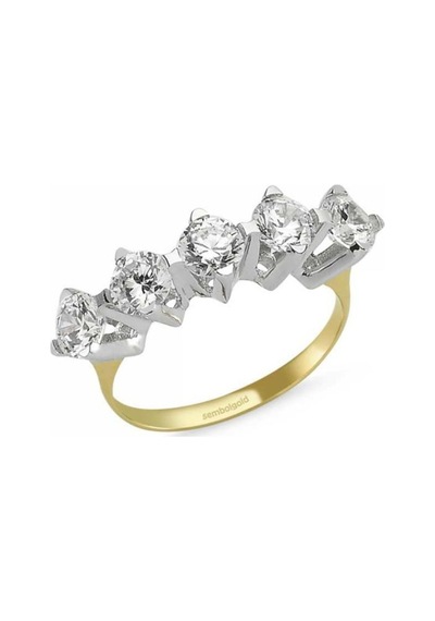 Altın 5 Taş Yüzük Swarovski Taşlı 285800235