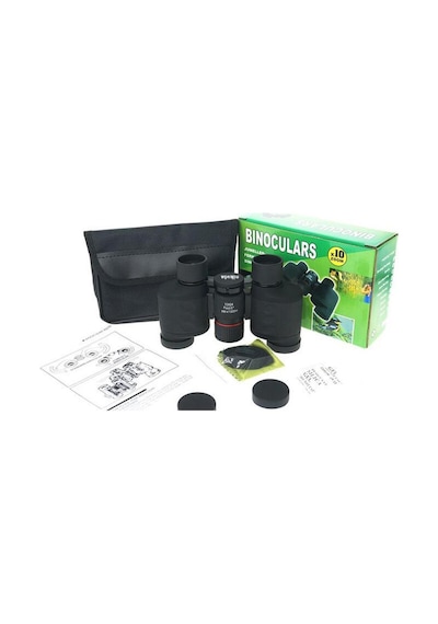 Nikula 10x24  Katlanır, Kauçuk Kaplamalı Orta Boy  El Dürbünü 1000m/76m Siyah