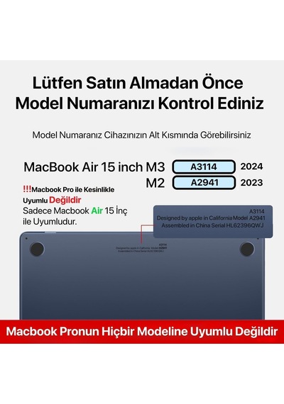 Macbook Air 15,3 İle Uyumlu M4 A3241 M3 A3114 M2 A2941 Polikarbonat Sert Koruyucu Çizilme Ve Darbe Önleyici Kılıf Mat-uzay Gri, 15 İnç 2023-2024 Belirtilmemiş
