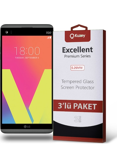 LG V20 ile Uyumlu Kırılmaz Temperli Ekran Koruyucu Cam Ekonomik 3'lü Paket