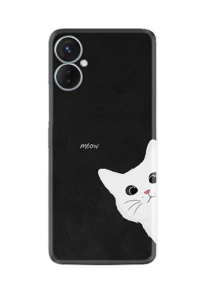 Tecno Spark 9 Pro Kılıf Resimli Desenli Silikon Platinium Series Çılgın Kedi 1895