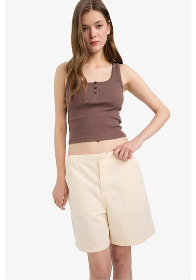 Defacto Coool Normal Bel Kısa Paça Gabardin Şort F3318ax25smer218 Ekru