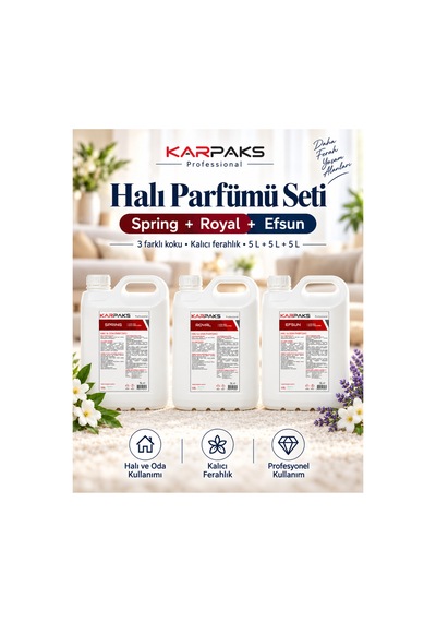 Halı Ve Oda Parfümü 3 Lü Deneme Seti 3x5 L Spring + Royal + Efsun Profesyonel Koku Seti Diğer