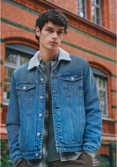 Colin's Colins Regular Fit Düğmeli Astarsız Kürklü Erkek Mid İndigo Denim Ceket Cl1082668 Q1.v1 Dn45144