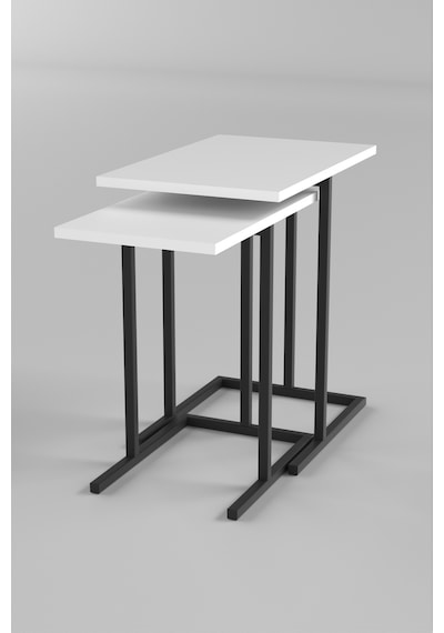 Retodesign 2 Li Beyaz Zigon Sehpa. Yan Sehpa 3100b