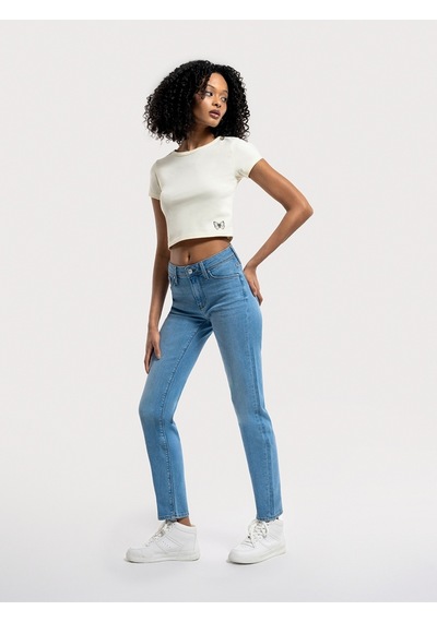 Crop Kadın Tshirt K.kol Ekru