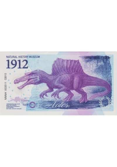 İngiltere Doğa Tarihi Müzesi Hatıra - Spınosaurus. Uv, Filigran Ve Seri Nolu. Çil.