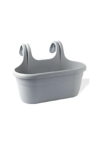Omnipazar Krs-350 Dekoratif Plastik İnci Askılı Balkon Saksı 6.2 Litre Gri