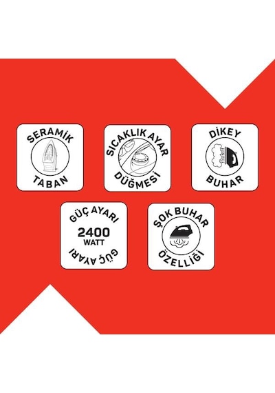 Arzum Felix FL663 Liena 2400 W  Otomatik Temizleme Seramik Tabanlı Ütü