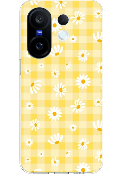 Vivo X200 Fe Uyumlu Sarı Papatya Bahçesi Baskılı Silikon Kılıf Renkli
