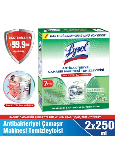 Lysol Çamaşır Makinesi Temizleyici Çam & Okaliptus Ferahlığı 2 x 250 ML