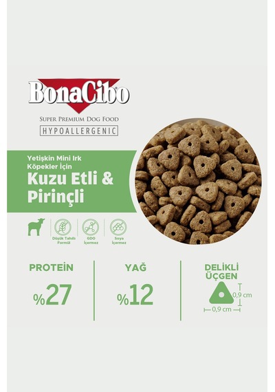 Bonacibo Mini Irk Yetişkin Kuzu Etli Ve Pirinçli Köpek Kuru Maması 4 Kg