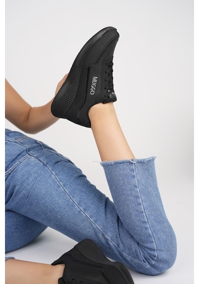 Muggo Happy Garantili Kadın Ortopedik Günlük Bağcıklı Şık Rahat Sneaker Spor Ayakkabı 001