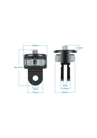 Quıckdock Qdp-15c Universal Aksiyon Kamera Adaptörü 1/4 İnç Vidalı Siyah
