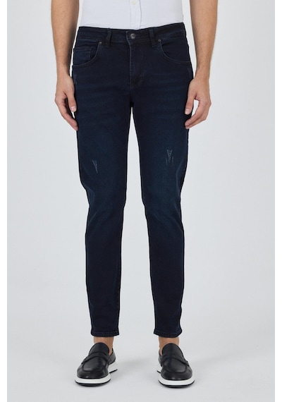 İmza Koyu Lacivert Gabardin 5 Cep Düz Paça Casual Slim Fit Pamuklu Denim Pantolon 1023250150 Koyu Lacivert