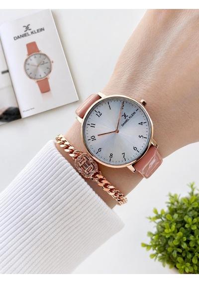Daniel Klein Deri Kordonlu 2 Yıl Garantili 3 Atm Suya Dayanıklı Kadın Kol Saati+bileklik Bd.12810.5 Rose Gold