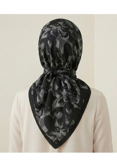 Ahenk Desen 90x90cm Organic Twill Eşarp/fular Siyah - Gri