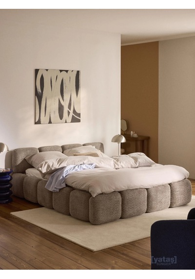 Most Oktagon Bazalı Mdf Karyola 180x200 Kahve Bukle Kumaş İşbir Kuştüyü Sünger Evinize Teslim 180 x 200