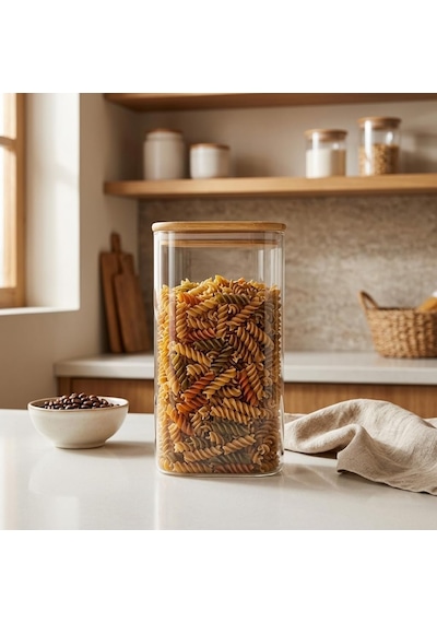 Dikdörtgen Bambu Kapaklı Kavanoz 1300 Ml, Şeffaf Kuru Gıda Saklama Kabı, Makarna Pirinç Bakliyat Kahve Kuruyemiş Ve Granola İçin Mutfak Düzenleyici Kavanoz, 12 X 8 X 20 Cm Çok Renkli Dikdörtgen Bambu Kapaklı Kavanoz 1300 Ml, Şeffaf Kuru Gıda Saklama Kabı, Makarna Pirinç Bakliyat Kahve Kuruyemiş Ve Granola İçin Mutfak Düzenleyici Kavanoz, 12 X 8 X 20 Cm Çok Renkli