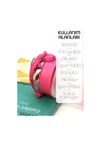 Su Matarası Tritan Geniş Ağız Su Şişesi Gradyan Spor Matarası Suluğu Bpasız 500 Ml Pembe 0109