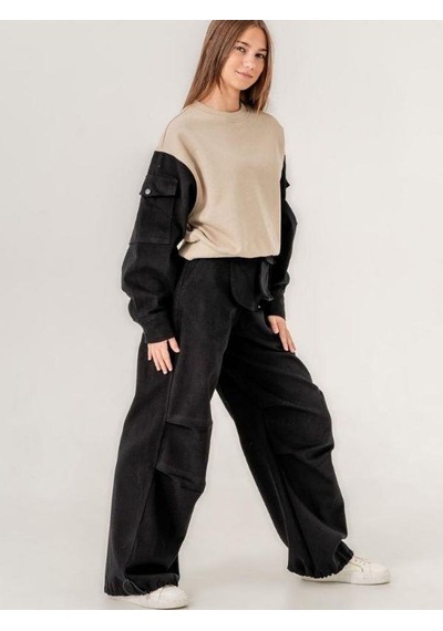 Kız Çocuk Gabardin Kol 2 İplik Sweatshirt-15170 Haki Kız Çocuk Gabardin Kol 2 İplik Sweatshirt-15170 Haki