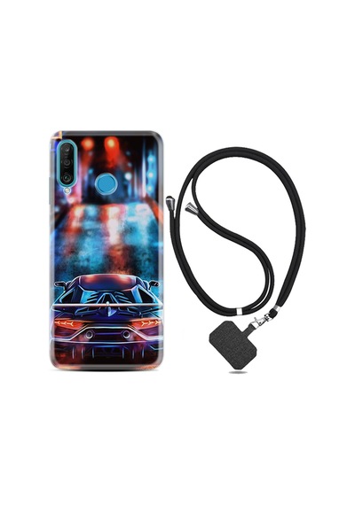 Huawei P30 Lite Kılıf Boyun Askılı Neon Cars 1724