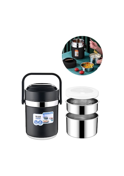 304 Çelik Gri 1600 Ml Vakum Yemek Mama Saklama Termosu Cin597 Gri