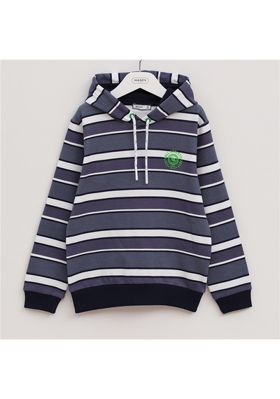 Wanex Erkek Çocuk Kapüşonlu Uzun Kol İnce Sweatshirt - 16224 İndigo