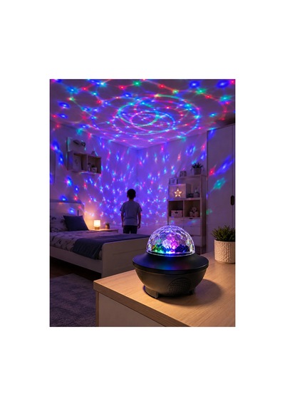 Rgb Bluetooth Disko Lambası Dahili Hoparlörlü Müzikli Parti Işığı Usb Ve Tf Kartlı Renk
