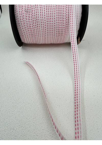 1 Cm Çizgili Puntalı Şerit-5 Metre- Pembe