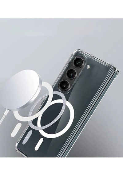 Gld-spt- Newface Samsung Uyumlu Galaxy Z Fold 6 Kılıf Magneticsafe Şeffaf Silikon - Şeffaf