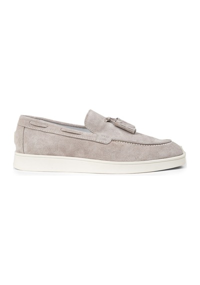 Deery Erkek Gri Hakiki Süet Püsküllü Loafer Ayakkabı - 01994mgrıc02 Gri